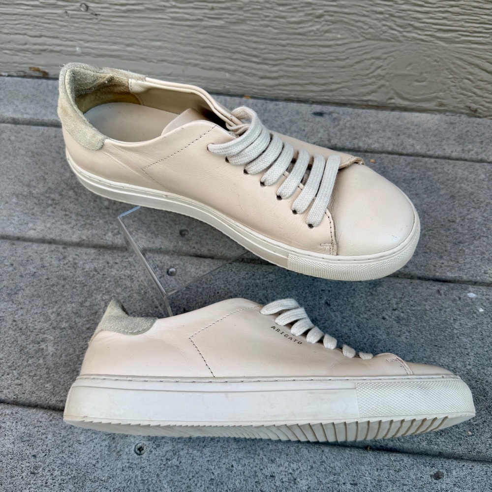 Axel Arigato Nude Low Top Leather Sneakers Women 37 Laces 98163 Flat Portugal - Picture 2 of 13